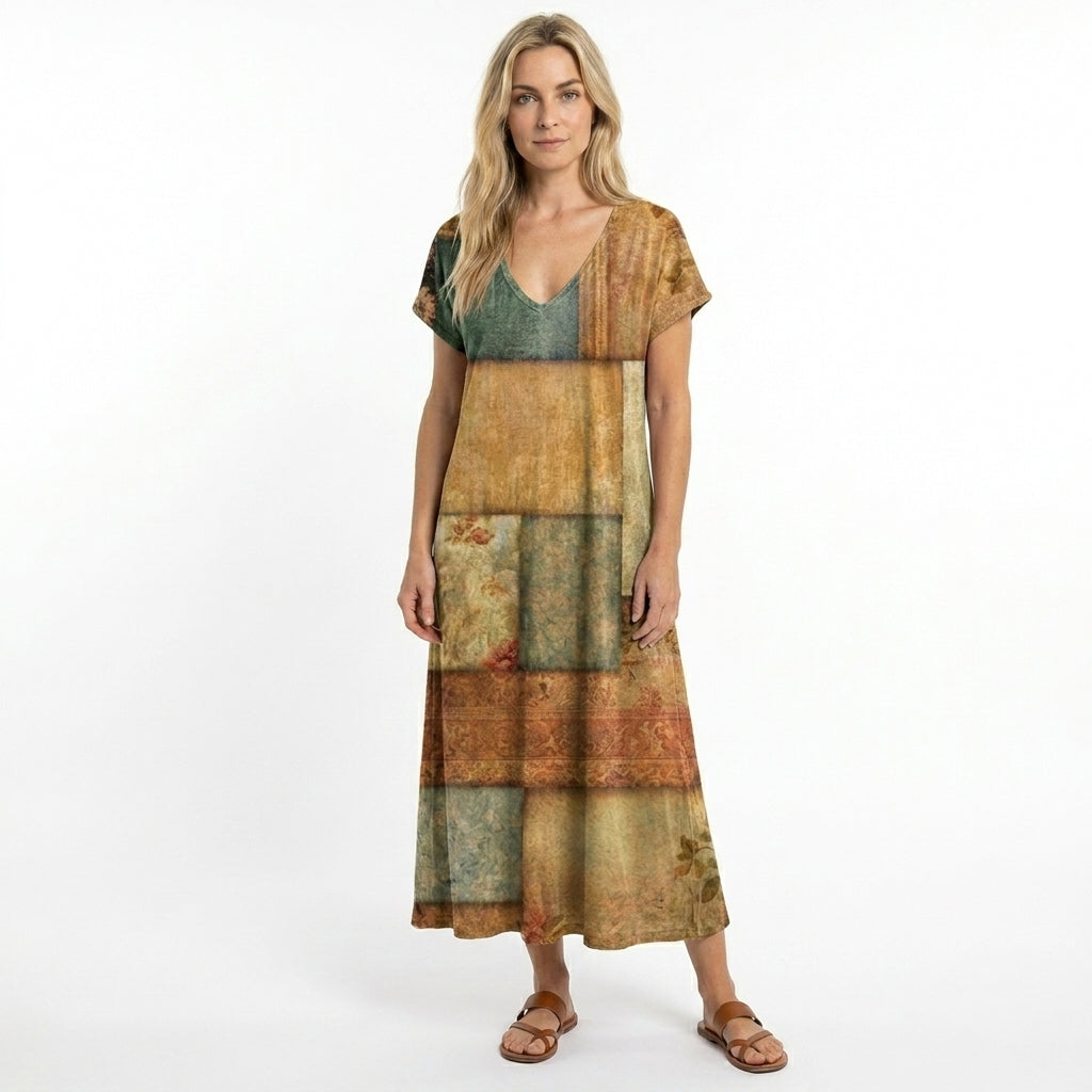 Zomerjurk voor dames met V-hals en zwierig model. 2