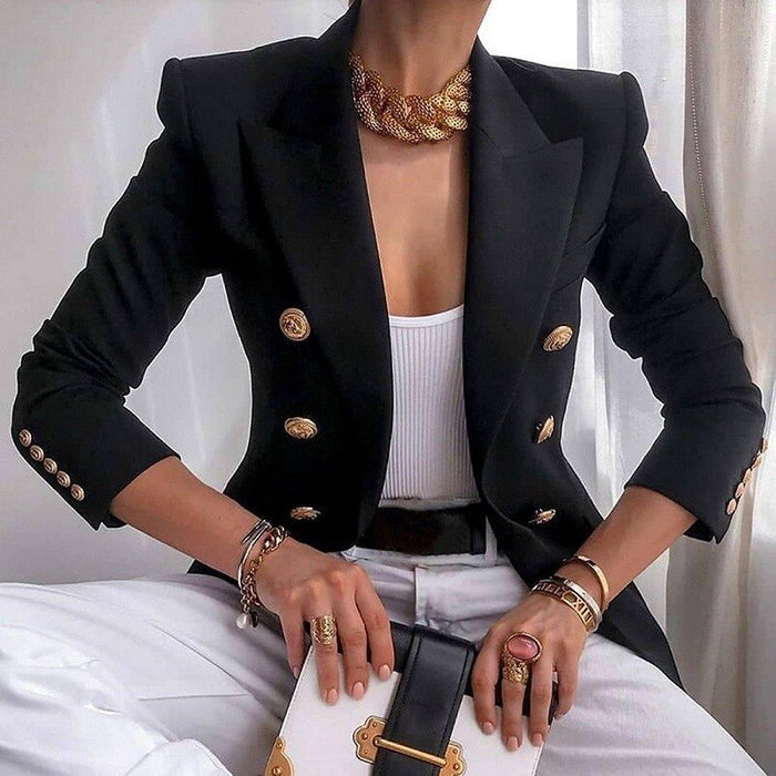 Zwarte Blazer Dames Getailleerd Luxe Stof voor Professionele en Casual Gelegenheden 8