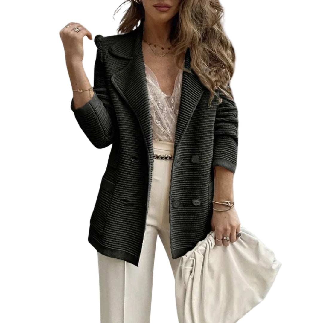 Zwarte Blazer Dames Met Dubbele Snap Stijlvol 0