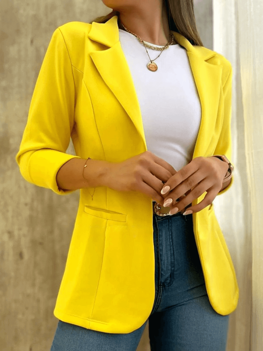 Zwarte Blazer Dames met Revers en Lange Mouwen voor Kantoor en Casual Gebruik 3