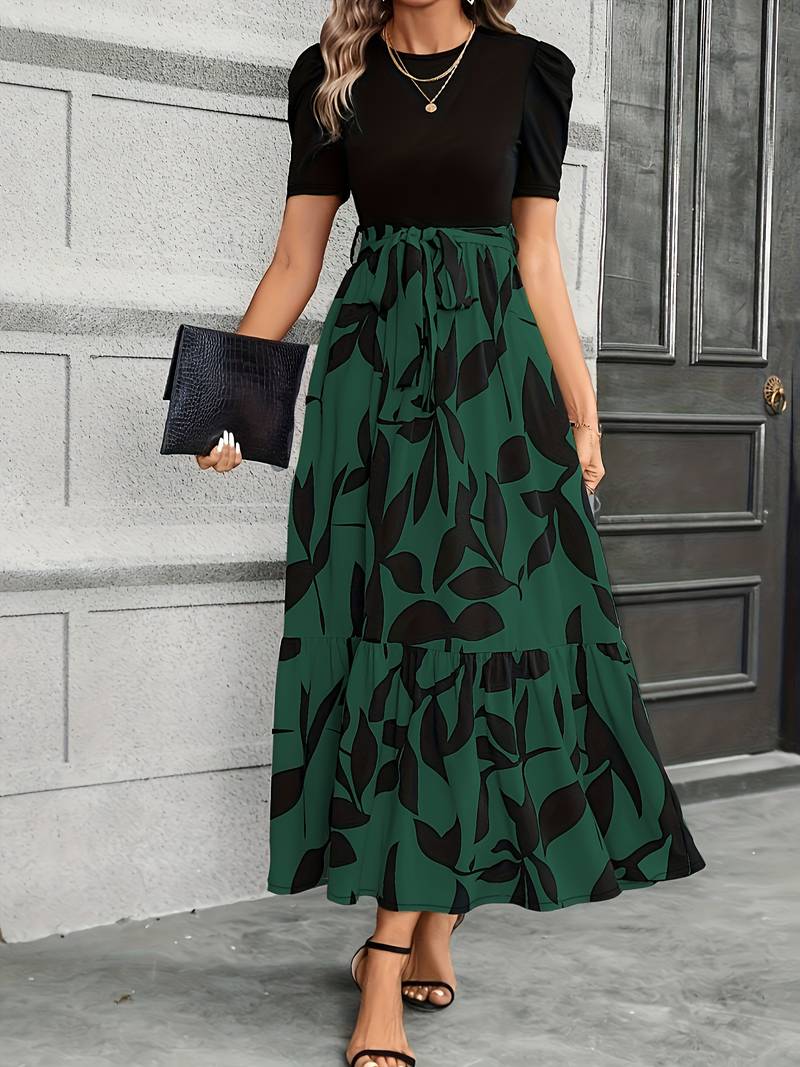 Variant image for Dames Jurk Bloemendruk Cirkelvormige Halslijn Katoen Zomerjurk-7