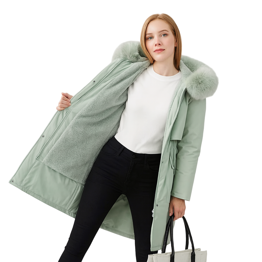 Winterjas met capuchon voor dames met bontkraag