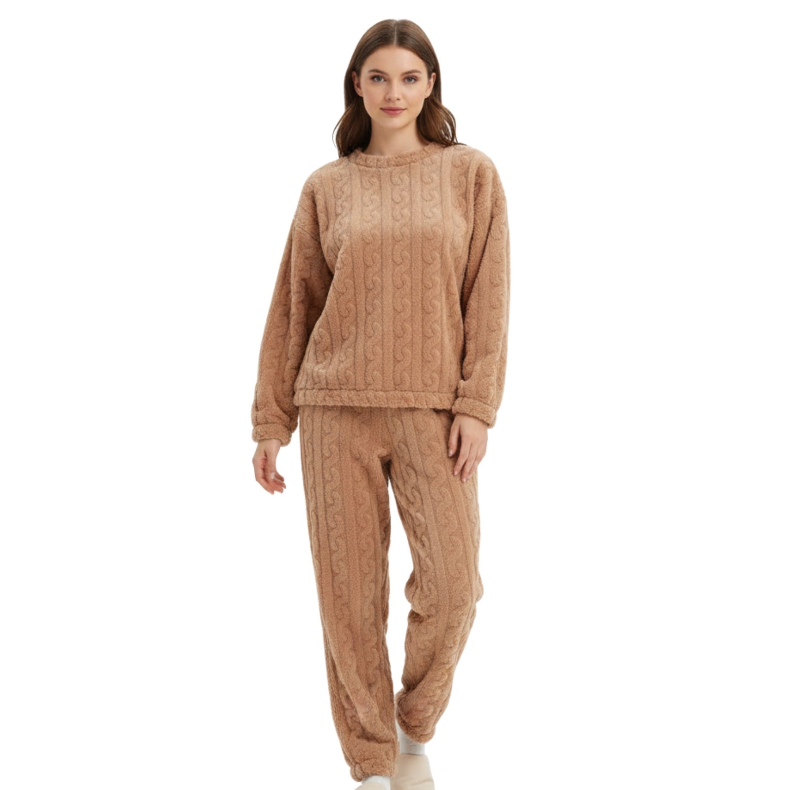 Dames Fleece Pyjama Set Warm en Comfortabel voor Nachtkleding