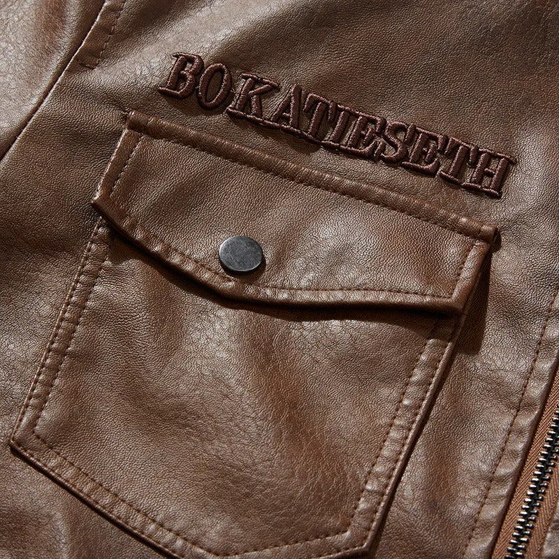 Leder stijl Casual warm bikerjack winterjas voor heren