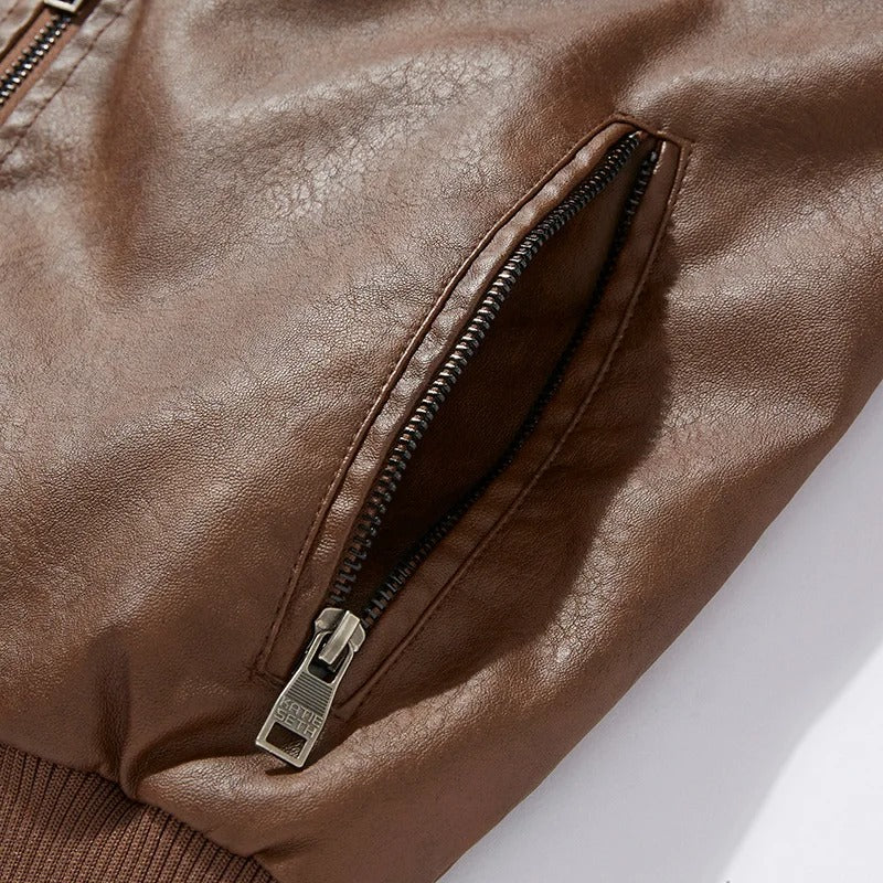 Leder stijl Casual warm bikerjack winterjas voor heren