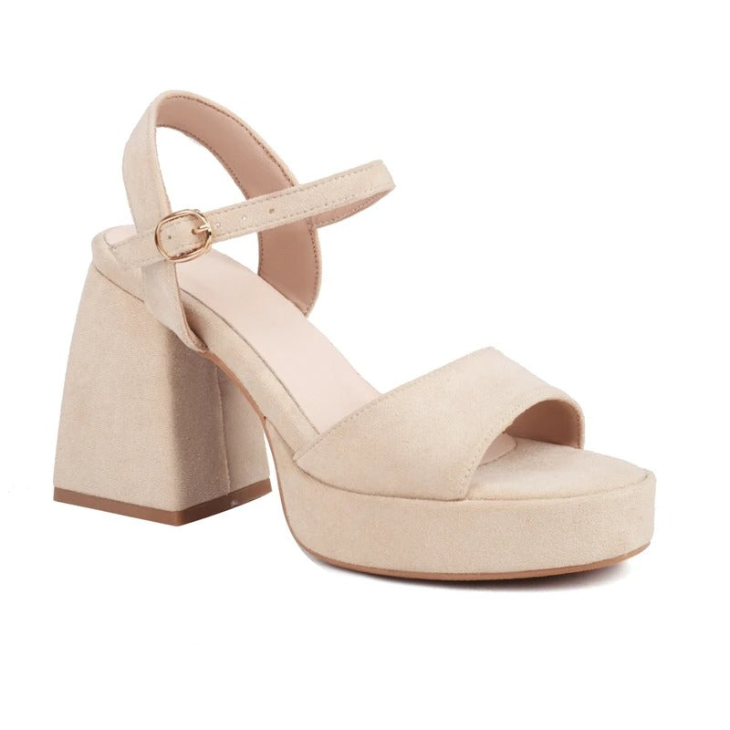 Chunky Hakken Suède Stijl Sandalen