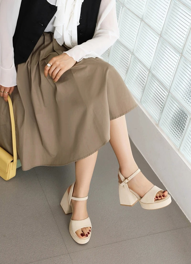 Chunky Hakken Suède Stijl Sandalen