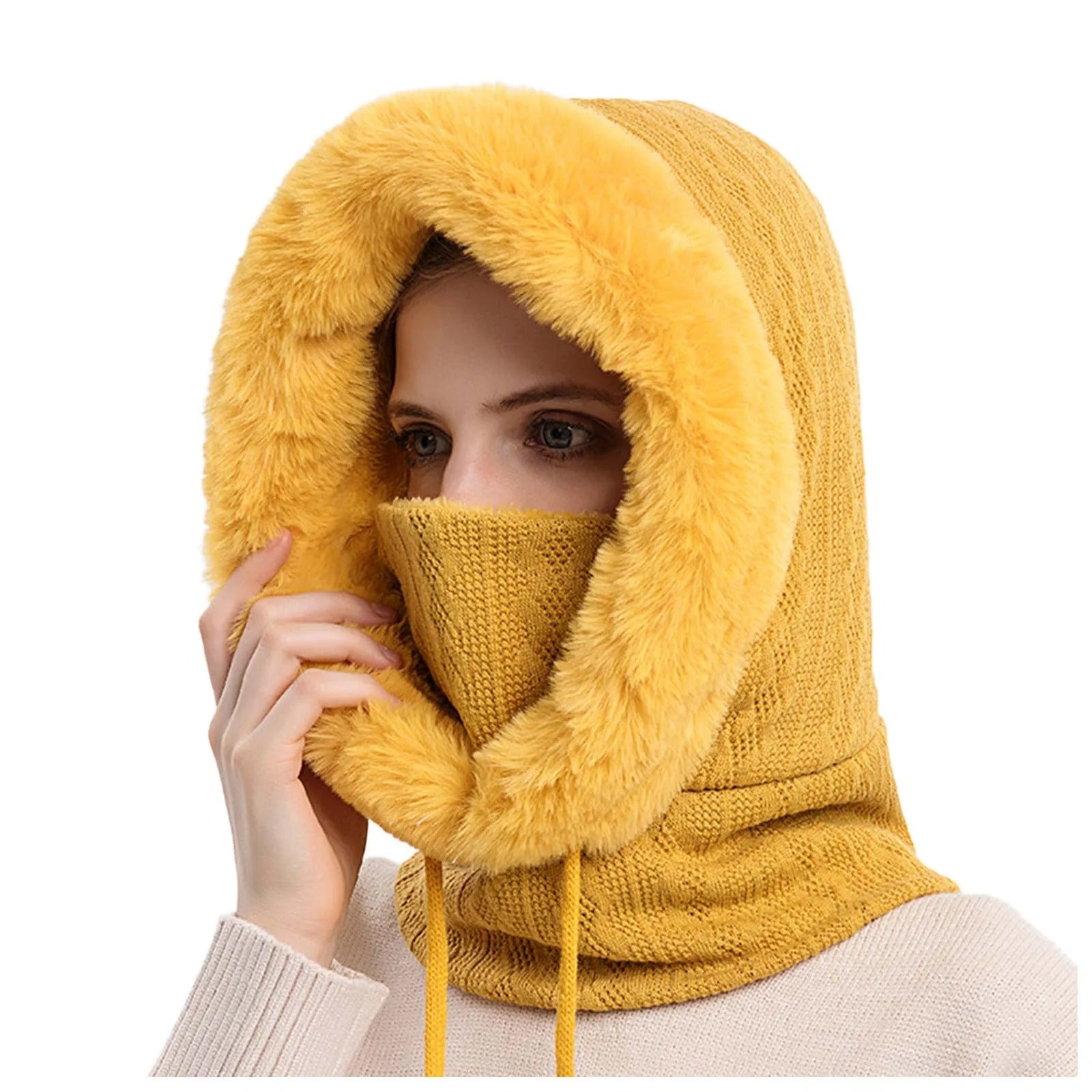 Vrouwen Gebreide Bontmuts Maskerset