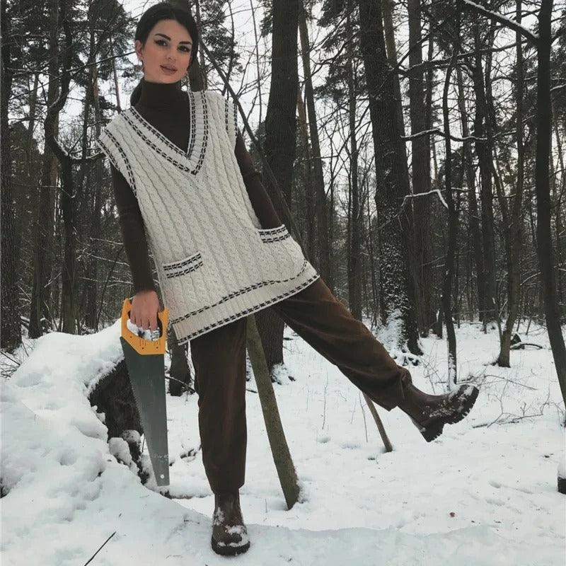 Corduroy warme damesbroek met fleece voering