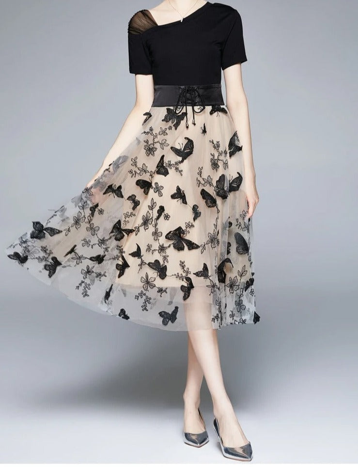 Geborduurde Mesh feestjurk voor Vrouwen