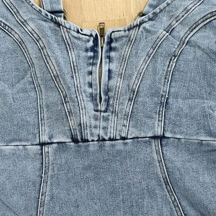 Dames Jeansjurk Casual Met Verstelbare Riemen Denim-5