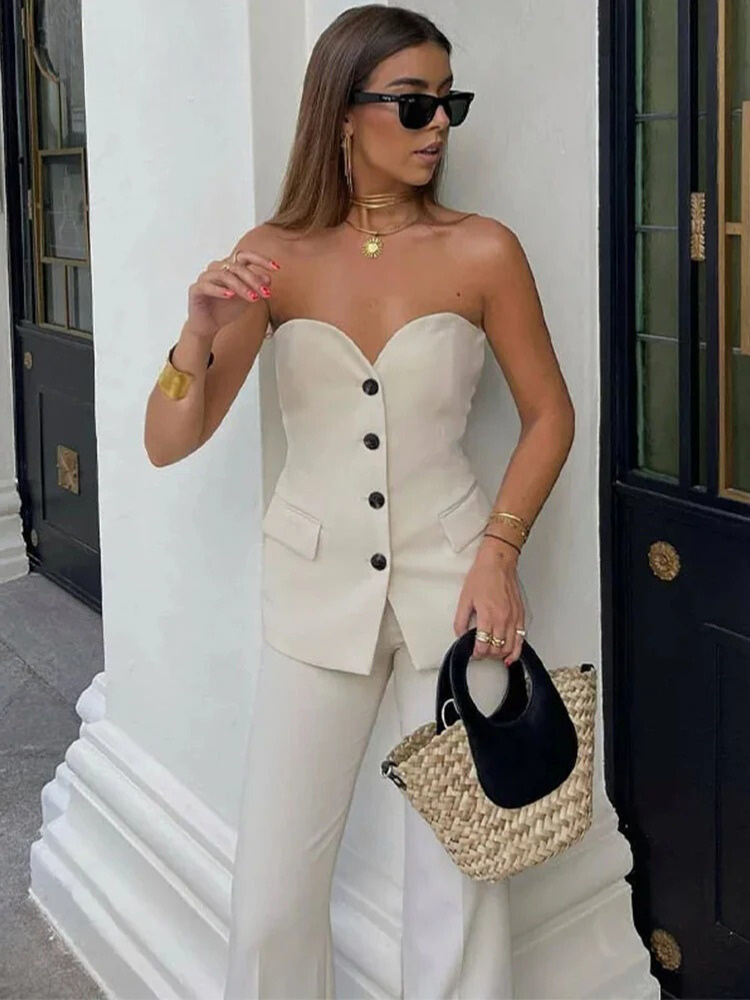 Set met off-shoulder tubetop en broek voor dames