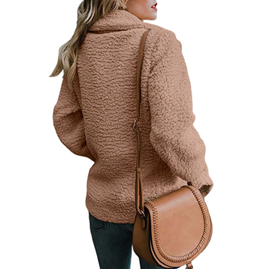 Dames oversized fluffy fleece winterjas