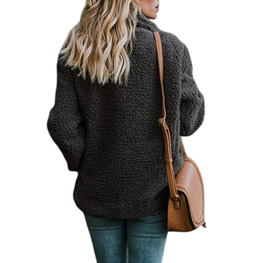 Dames oversized fluffy fleece winterjas