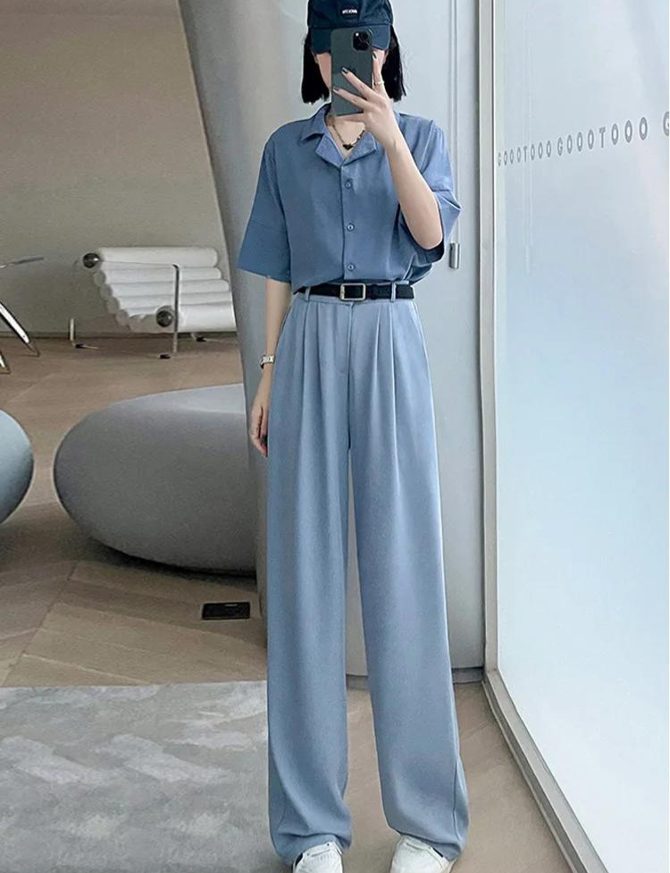 Elastische damesbroek met hoge taille