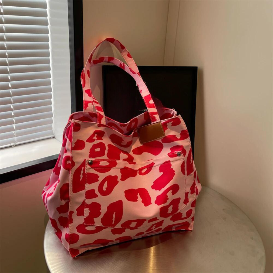 Oversized Schoudertas met Luipaardprint