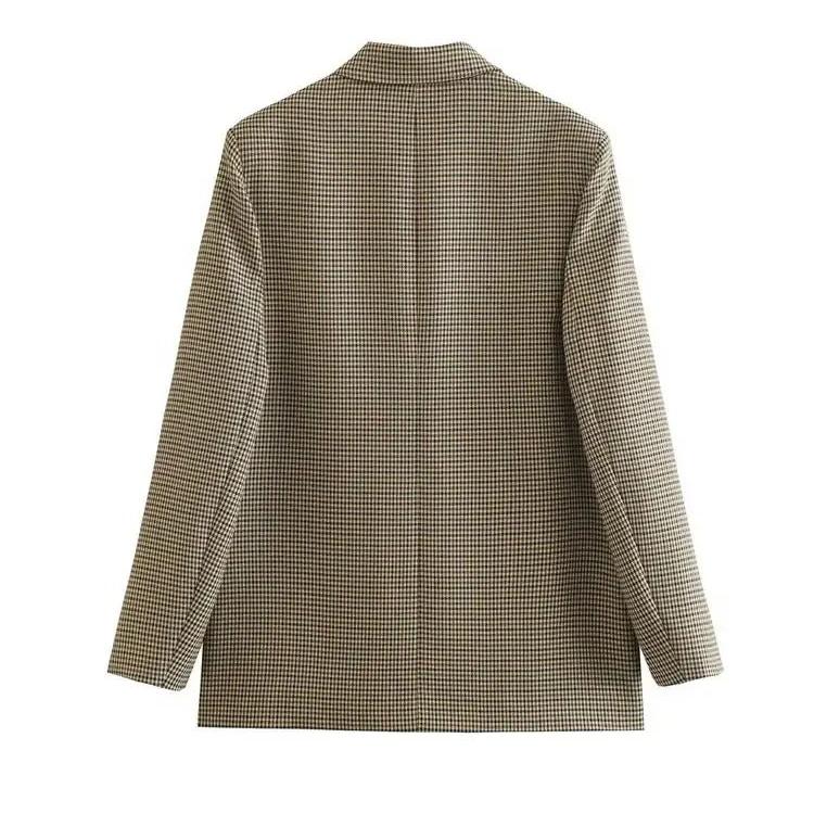 Vintage geruite blazerjas voor dames