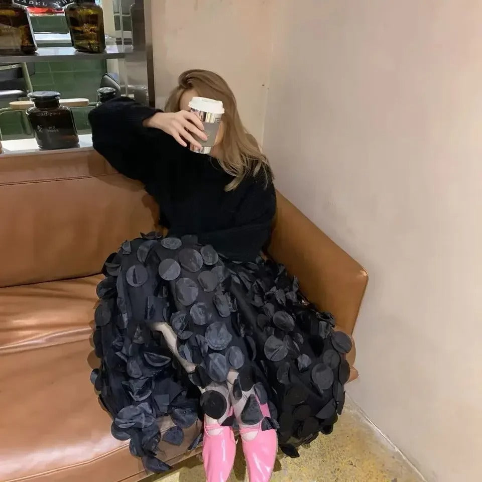 Vrouwen 3D Polka Dot Tule Mesh Rok