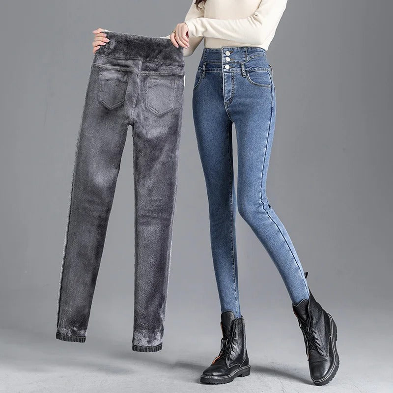 Thermische Hoge taille Skinny Jeans