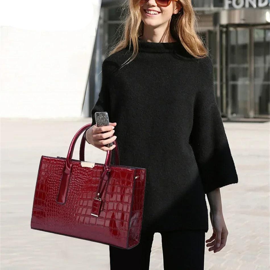 Krokodillenprint Tote Tas