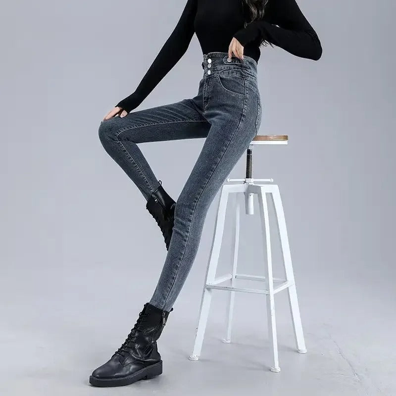 Thermische Hoge taille Skinny Jeans