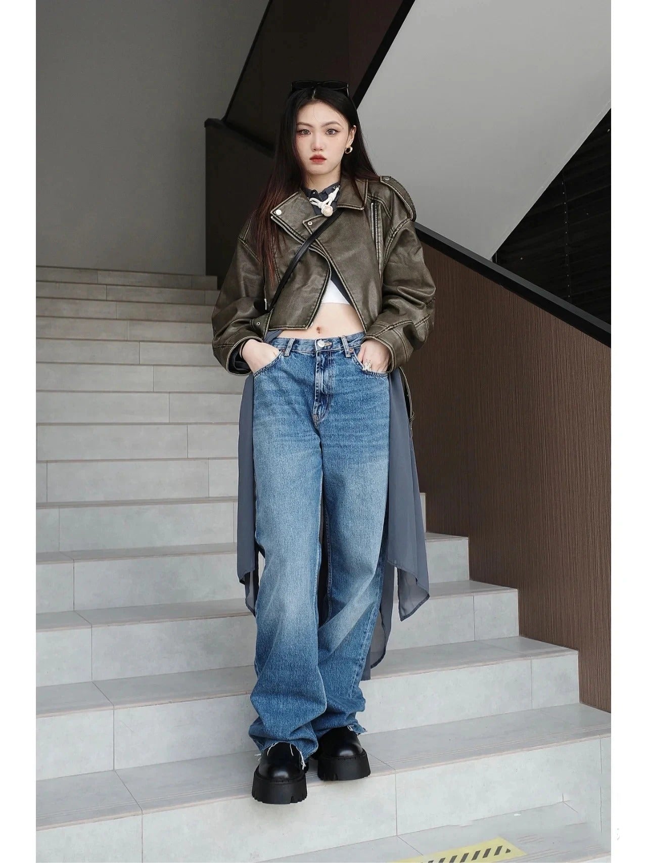 Vintage Leren Stijl Damesjack