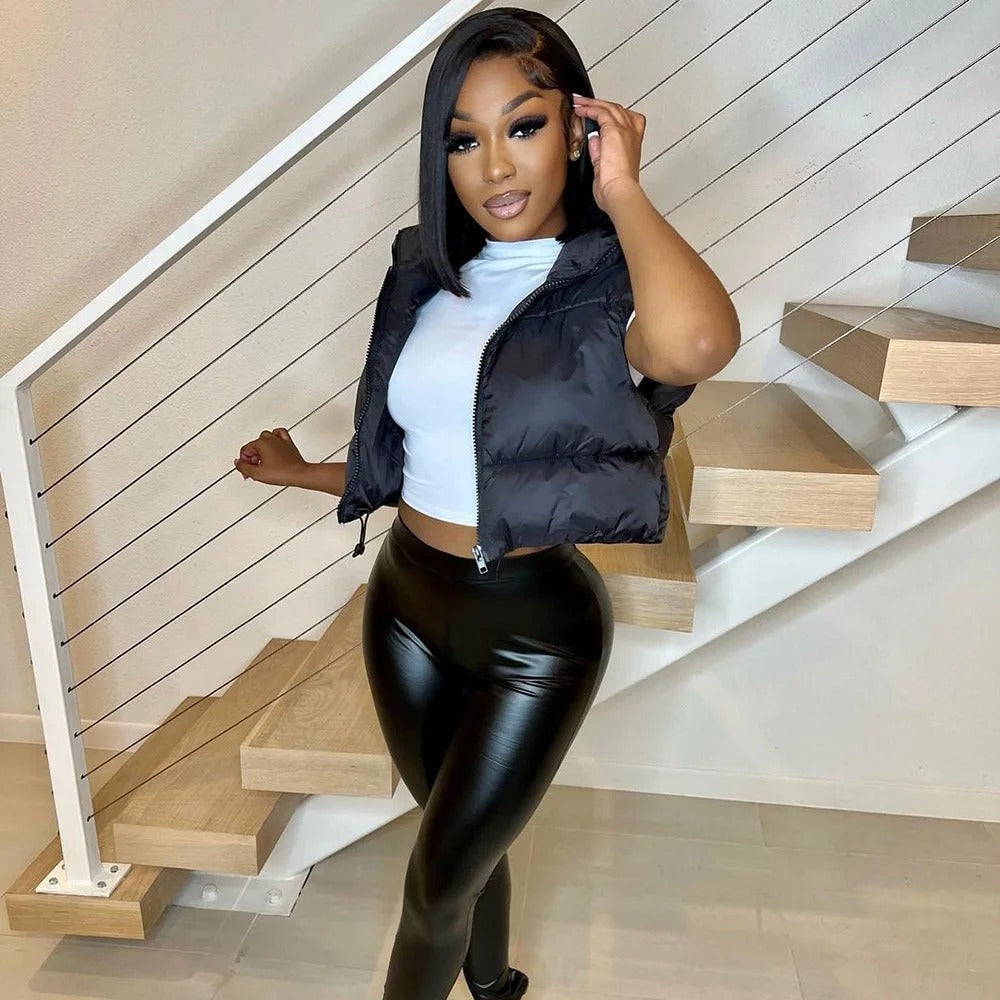 Cropped puffervest voor dames