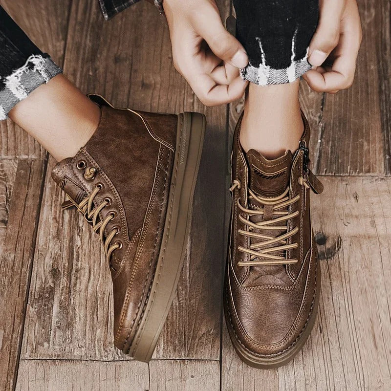 Hoge leren stijl enkellaarzen voor heren