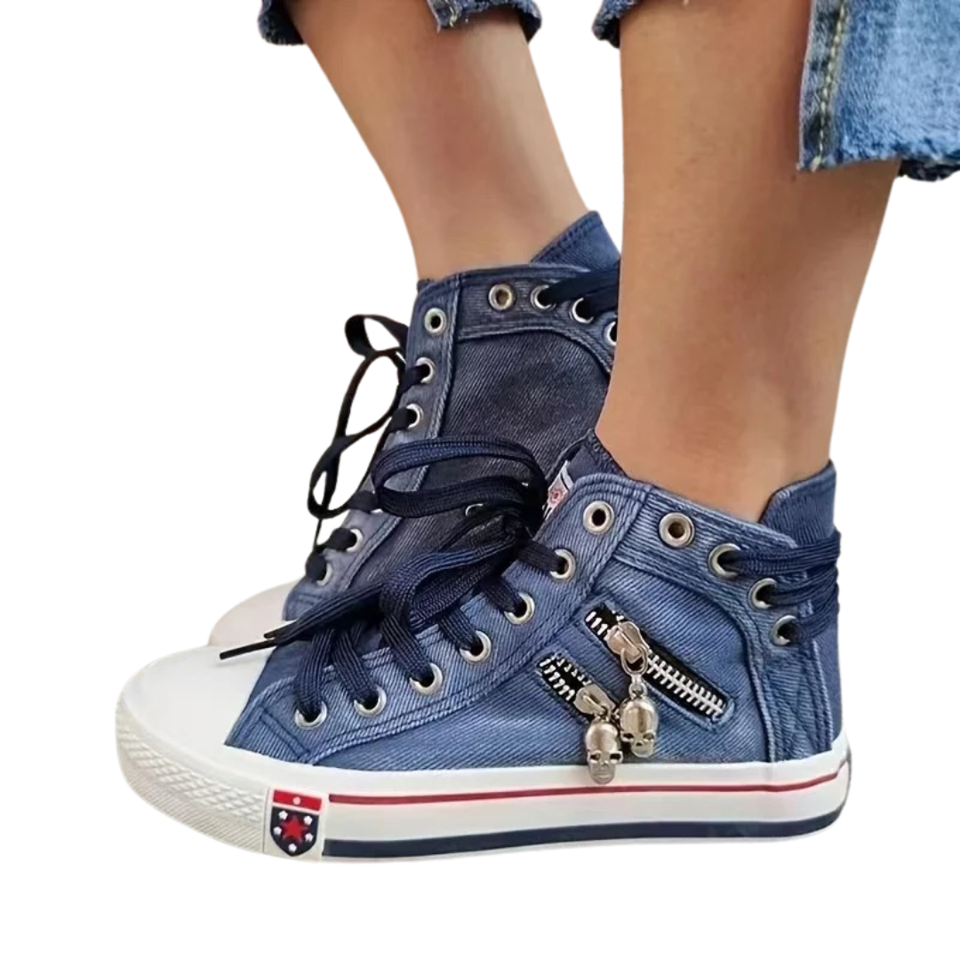 Dames Denim Hi-Top Sneakers