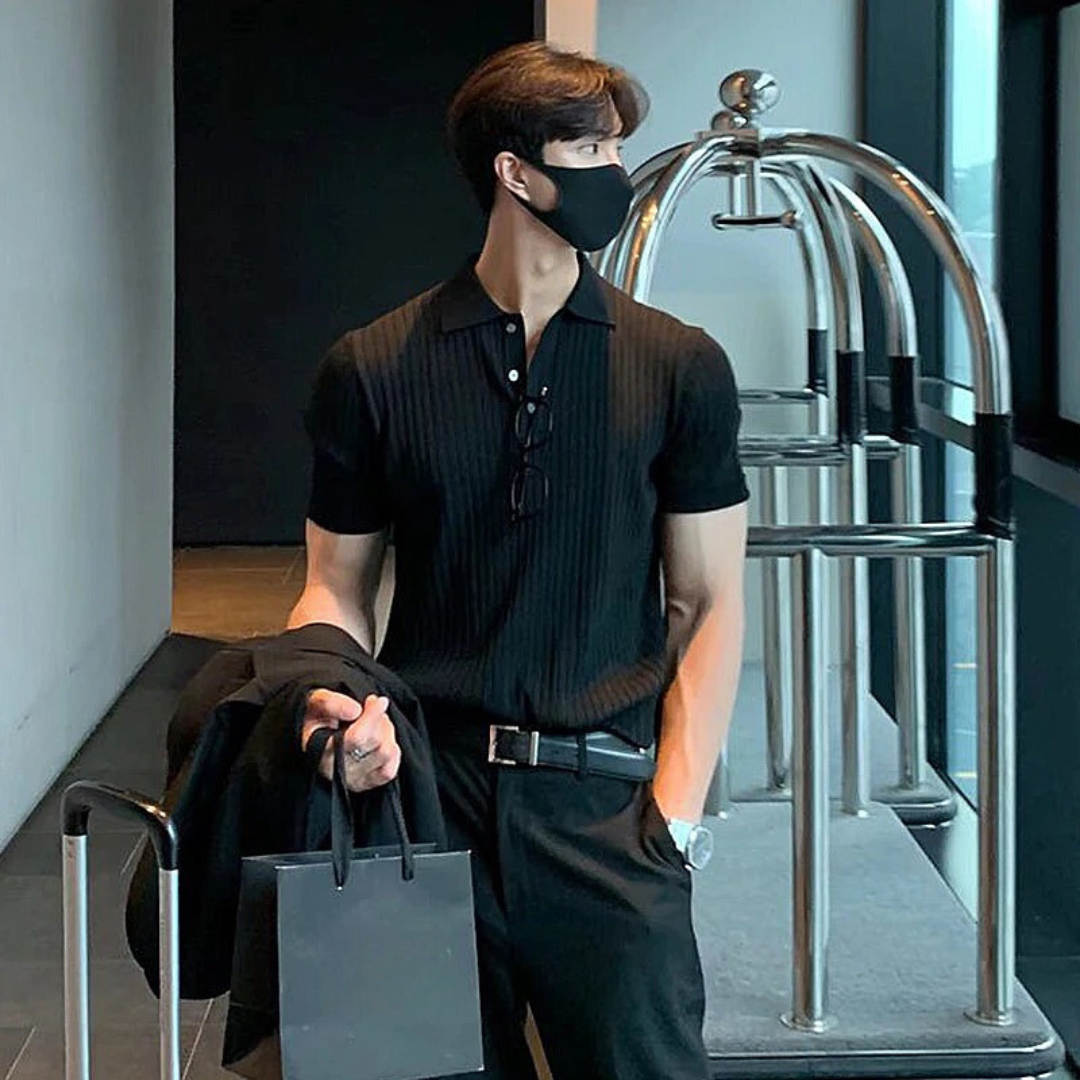 Heren Retro Gestreept Poloshirt