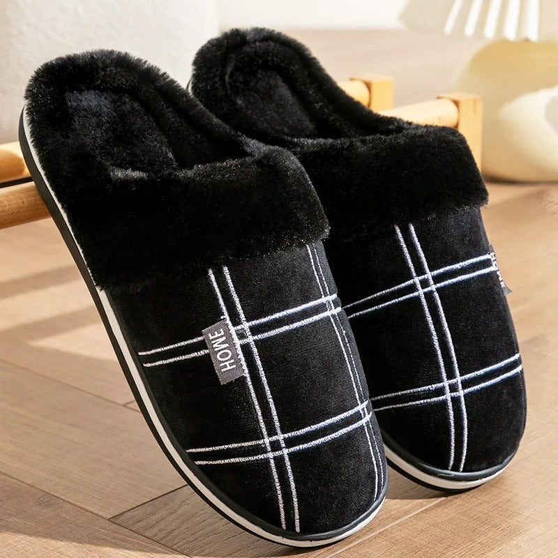 Flock Gestreepte Herenslippers voor Binnen