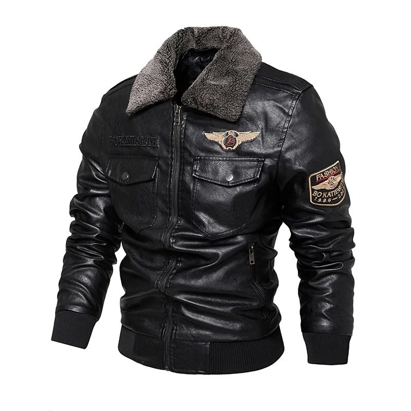 Leder stijl Casual warm bikerjack winterjas voor heren