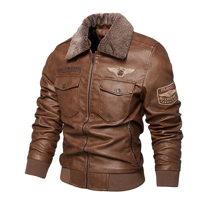 Leder stijl Casual warm bikerjack winterjas voor heren