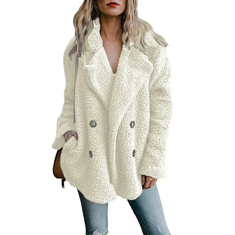Dames oversized fluffy fleece winterjas