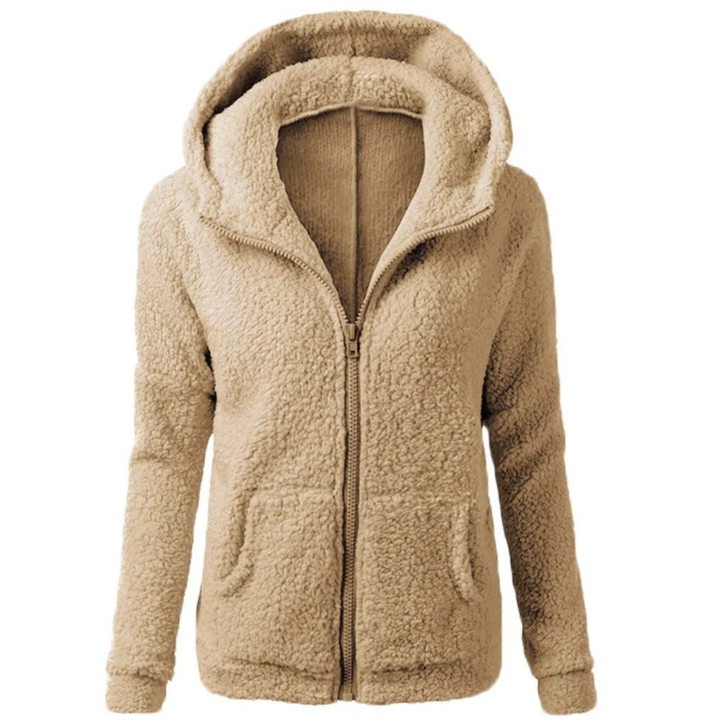 Winter fleece jas met capuchon voor dames