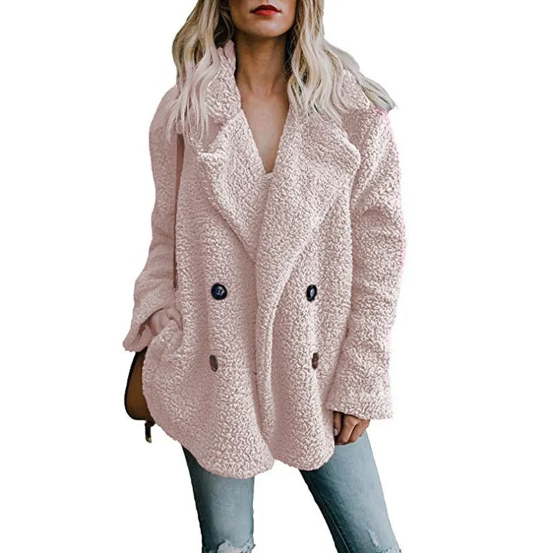 Dames oversized fluffy fleece winterjas