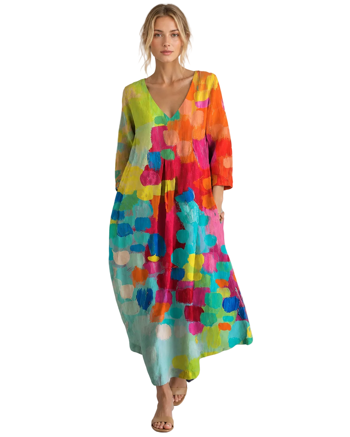 Vrouwen Zomerjurk Kleurvol Bedrukt