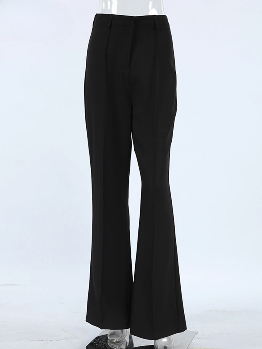 Hoge Taille Geplooide Flare Broek
