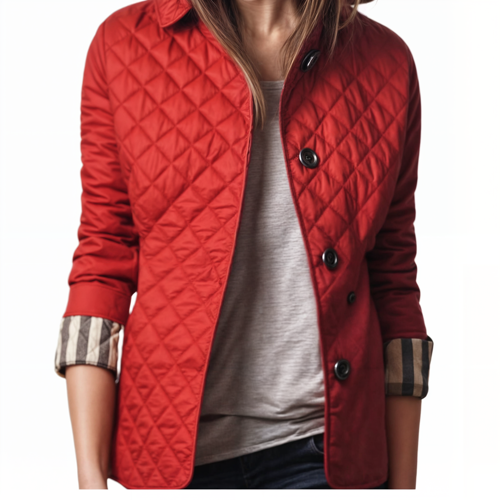 Gewatteerd damesjack met omgeslagen kraag