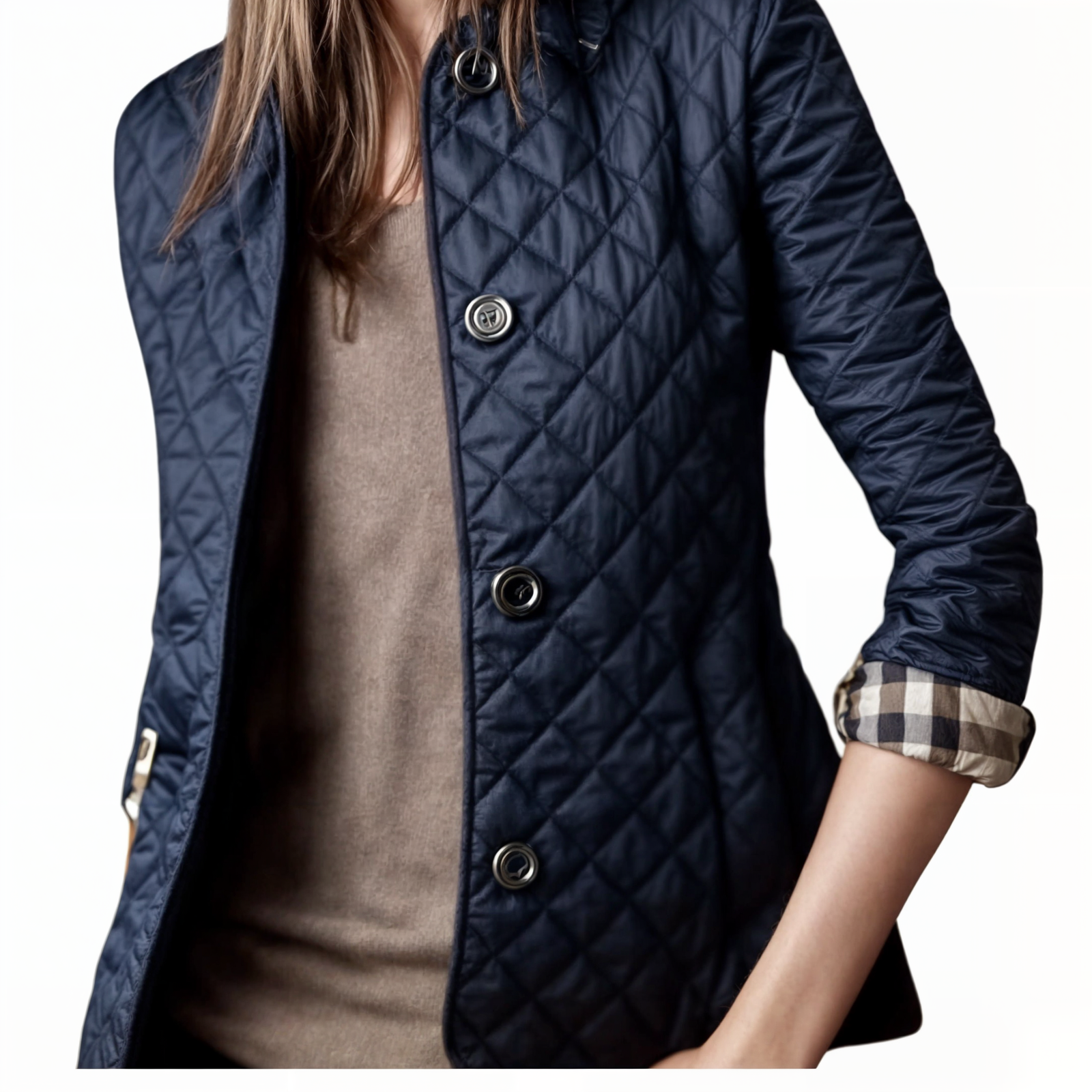 Gewatteerd damesjack met omgeslagen kraag