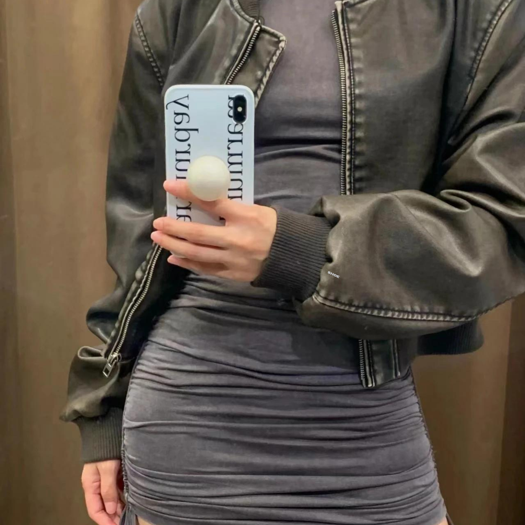 Dames motorjack met ritssluiting