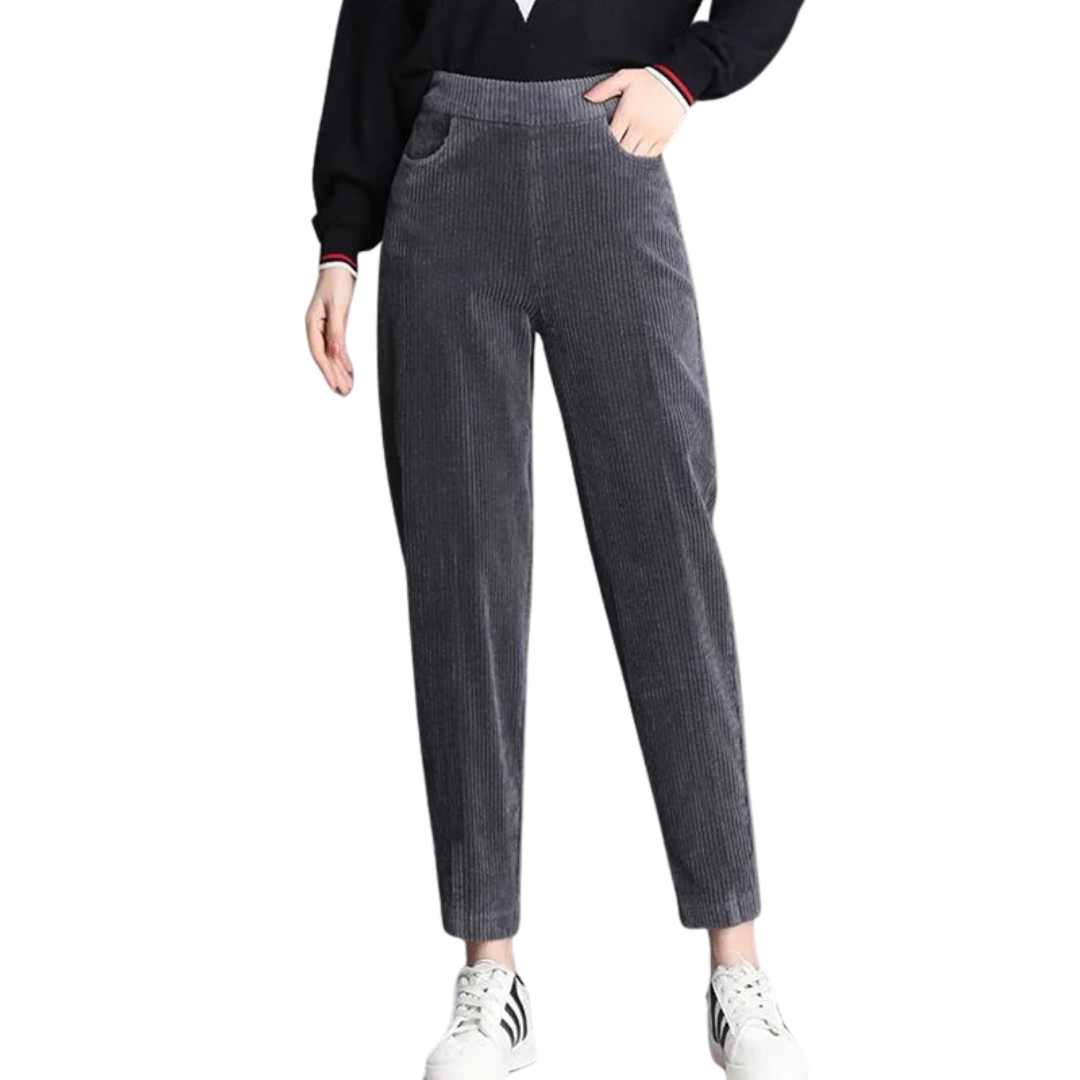 Corduroy warme damesbroek met fleece voering