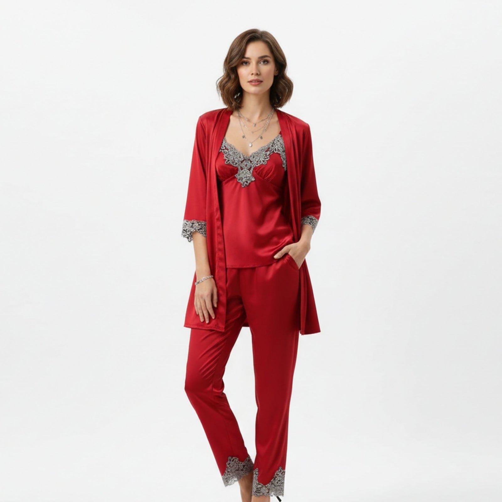 Zachte Zijde-look Stijl Pyjamaset