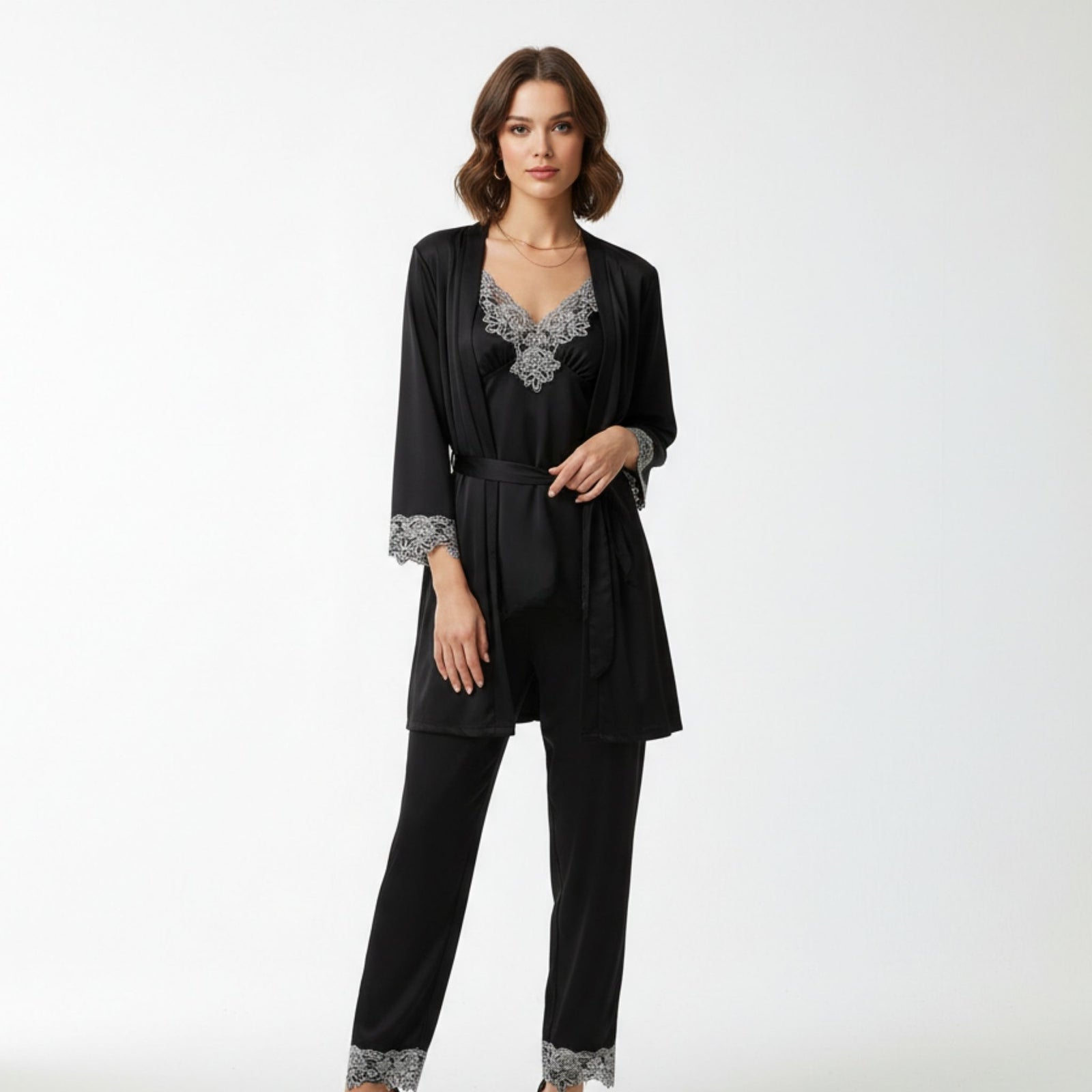 Zachte Zijde-look Stijl Pyjamaset