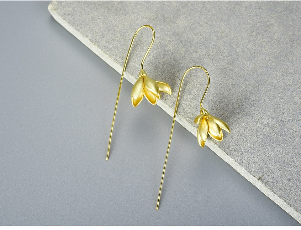 Magnolia Bloem Bengelen Oorbel