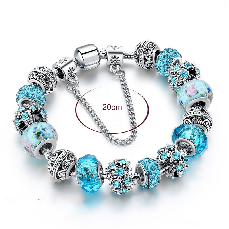Blauwe Kristal Bedel Armband