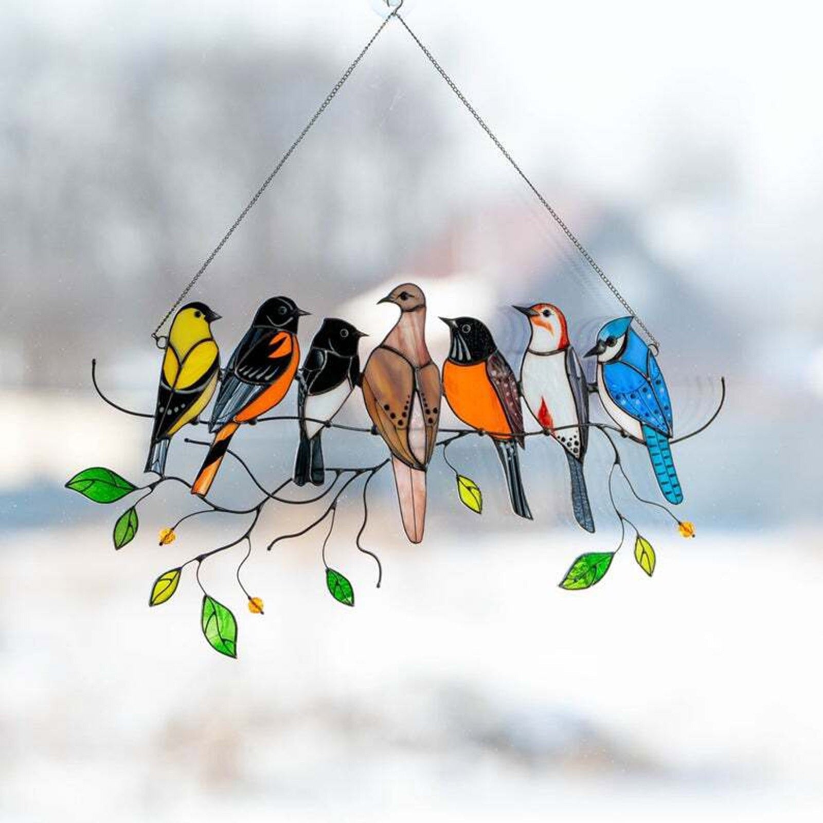 Gebrandschilderd glas vogel Suncatcher