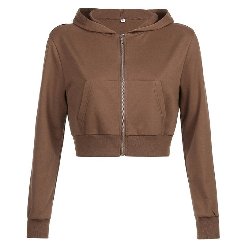 Extra Slanke Gekroesde Zip-Up Hoodie