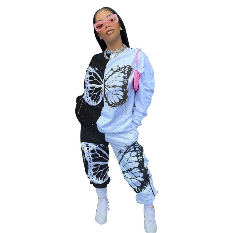 Vlinder Print Katoenen Tracksuit