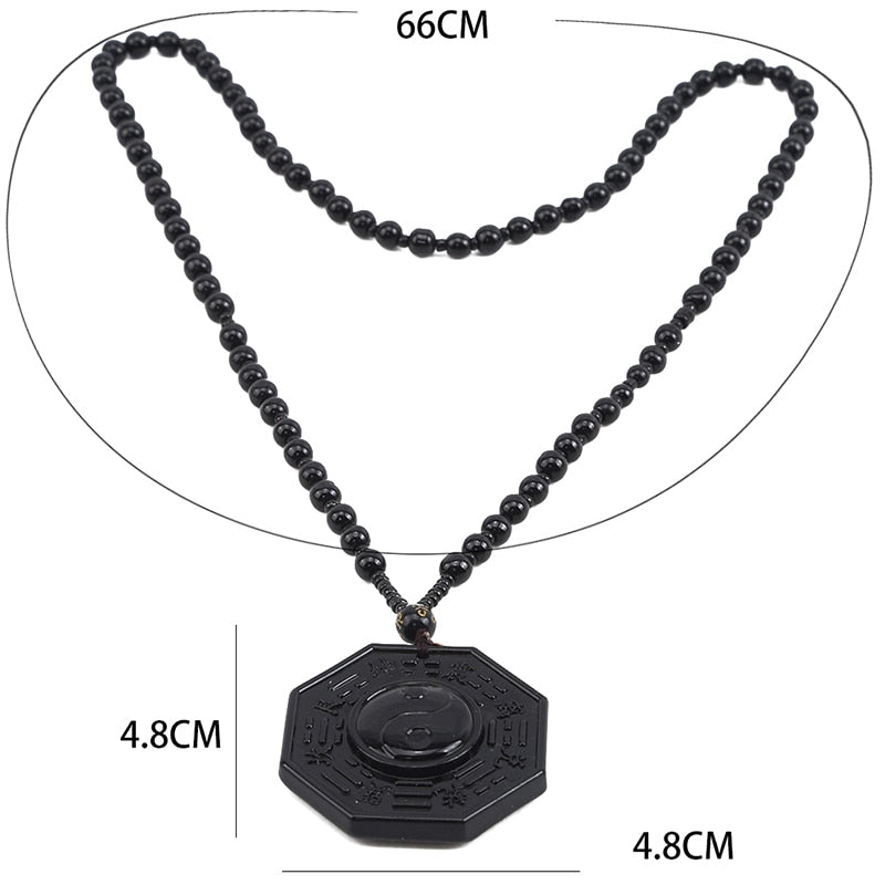 Obsidiaan Yin Yang Ketting